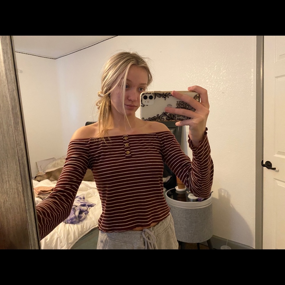 Off the shoulder striped top